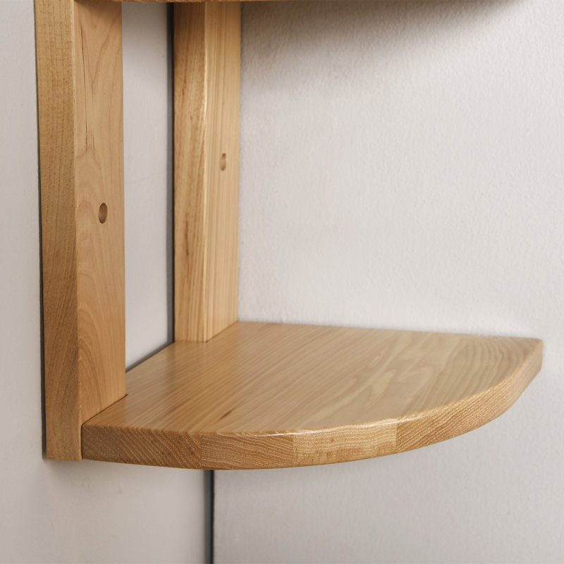 Corner Shelf, 4 Pieces, USA-Grown Solid Hickory Hardwood, Natural Hickory