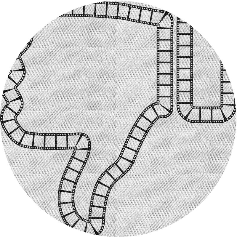 Tapis décoratif gris clair à motif, Rond 7 pi