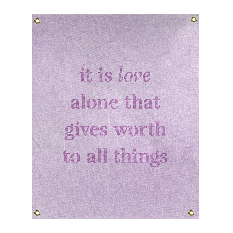 Tapisserie de polyester à citation manuscrite en polyester, H 80 po x l 59 po, Violet