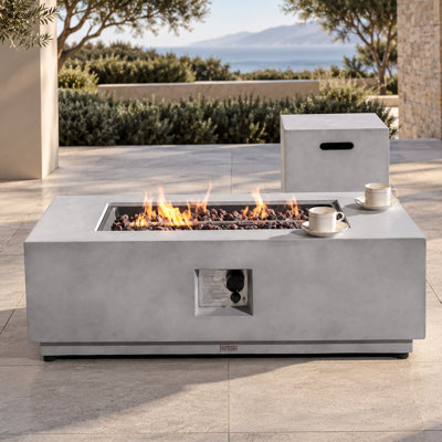 Dynthe 14" H X 42" W Terrafab Propane Outdoor Fire Pit Table