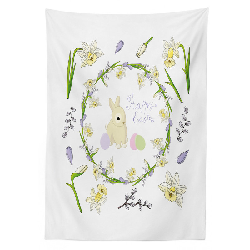 Floral Easter Tablecloth, 70" L x 52" W