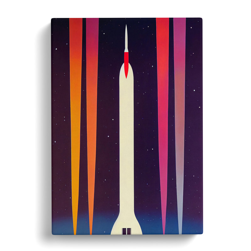 Artsy Spaceship Rocket - Wrapped Canvas Print, Wrapped Canvas, 50cm H x 35cm W x 3cm D