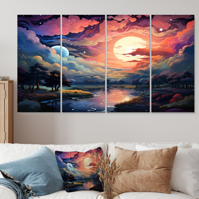 Panoramic Sky Canopy Horizon II - Rainbow 4 Piece Wall Art Decor