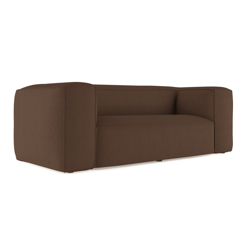 Canapé surdimensionné Varick, Chocolat de lin à tissage carré, H 30 po x l 84 po x P 47 po, Patiné