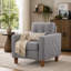 Chaise rembourrée capitonnée avec accoudoirs à boutons carrés, tissu en polyester pour mobilier de salon transitionnel-289221101