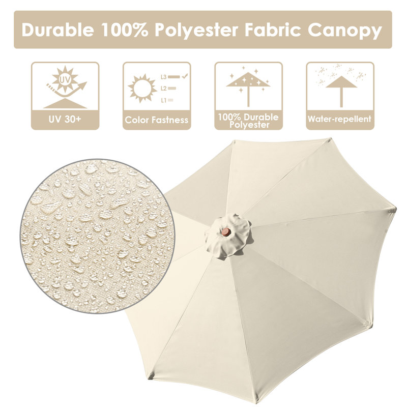 Flewellyn 8'10" Market Umbrella, Beige