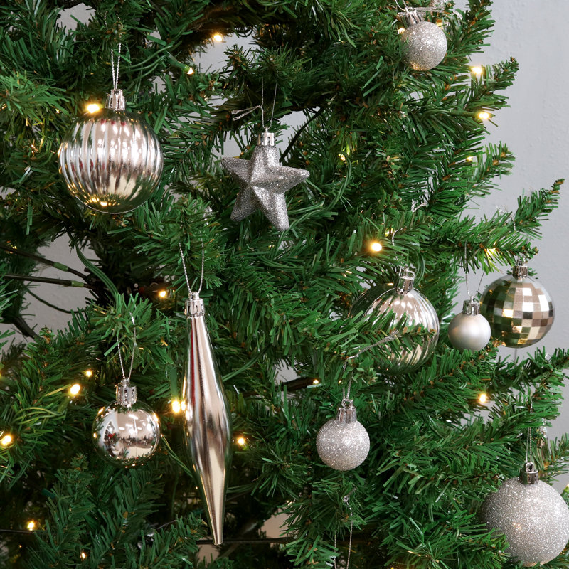 Silver Plastic Christmas Ornament Balls, Silver