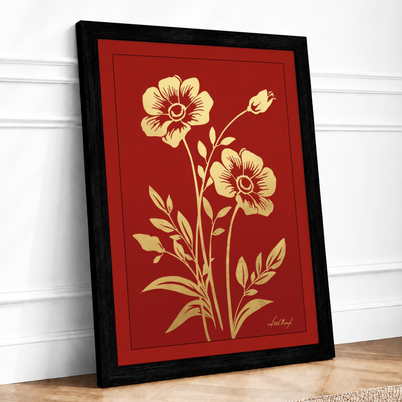 Cream And Gold Blooms Botanical - Print, A2 - 59.4 x 42.0 cm, Black