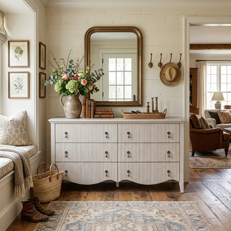 Commode double 6 tiroirs Avenall, Chêne blanc