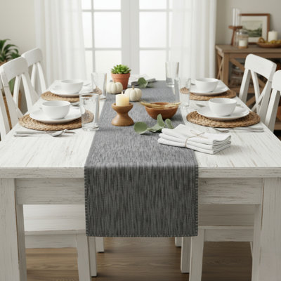 Cotton Table Runner With Decorative Stitched Edges, Dresser Scarf, Furniture Top Cover