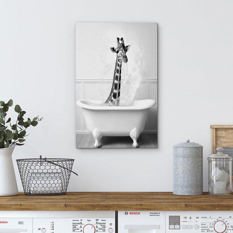 Animaux, décoration de salle de bain, baignoire girafe, H 24 po x l 16 po x P 1,5 po, Toile tendue