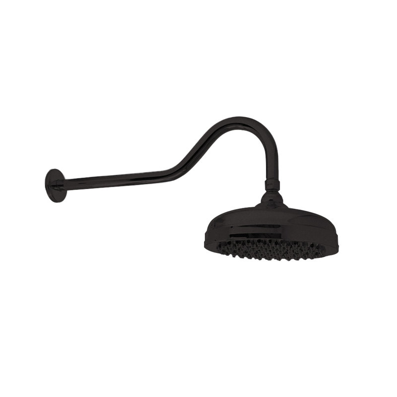 Gooseneck Showerhead 8" Diameter with 2.5 GPM, Unlacquered Oil Rubbed Bronze