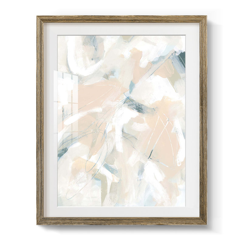 Gravure de grès I, Toile avec cadre noyer, Blanc