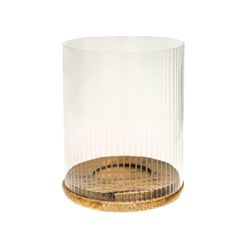 Amelia Ribbed Glass Candle Holder, 23" H x 20" W x 20" D