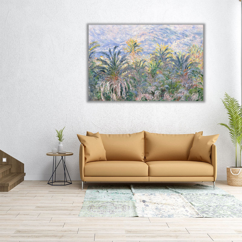 Palmiers à Bordviera, 1884 - reproduction d'art sur toile, H 32 po x l 48 po