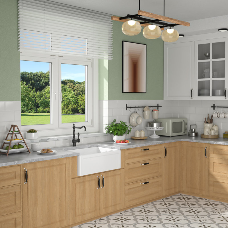 Évier de cuisine encastré en porcelaine à tablier simple avec grille d'évier et crépine L 30 po x l 20 po