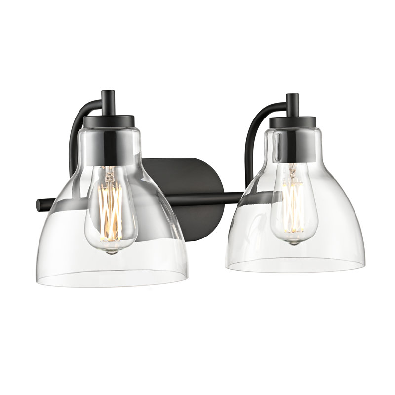 Knightsdale 17.5"  2-Light Vanity - Matte Black, 17.5" Width, Matte Black, 2 Lights