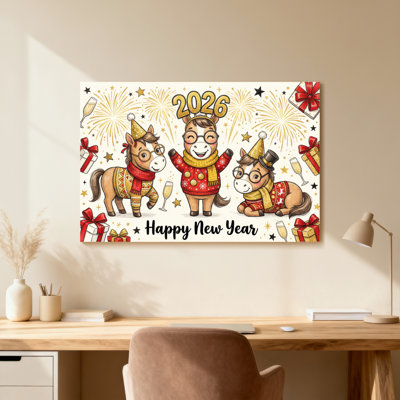 Animals Happy New Year 2026 Horse Celebration