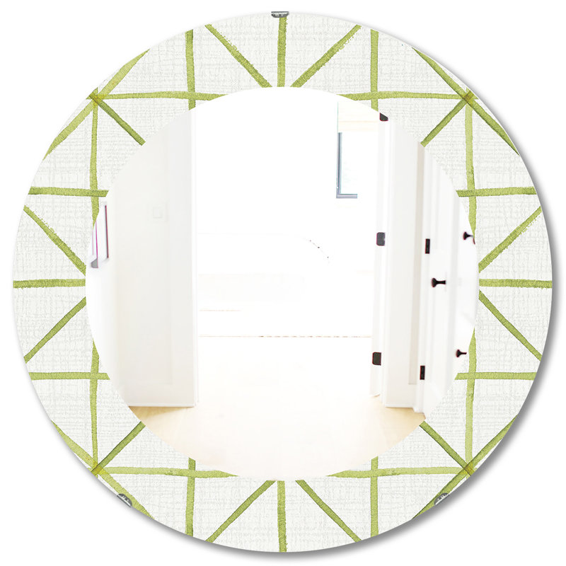 Triangle géométrique vert II - miroir Mid-Century, H 23,6 po x l 23,6 po