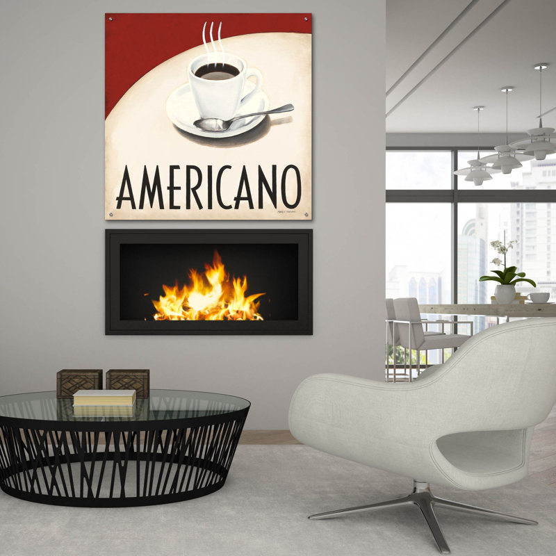 Art mural en verre rouge «Cafe Moderne 3» par Marco Fabiano, H 36 po x l 36 po x P 0,2 po
