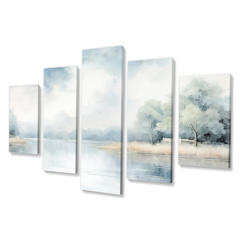 «Bryd - Lake», reproduction d'art sur toile - 5 panneaux