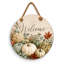Décoration de porte ronde intérieure/extérieure « Bienvenue à l'automne » avec citrouille et hortensias