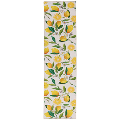 Madai Machine Washable Ivory and Yellow Area Rug