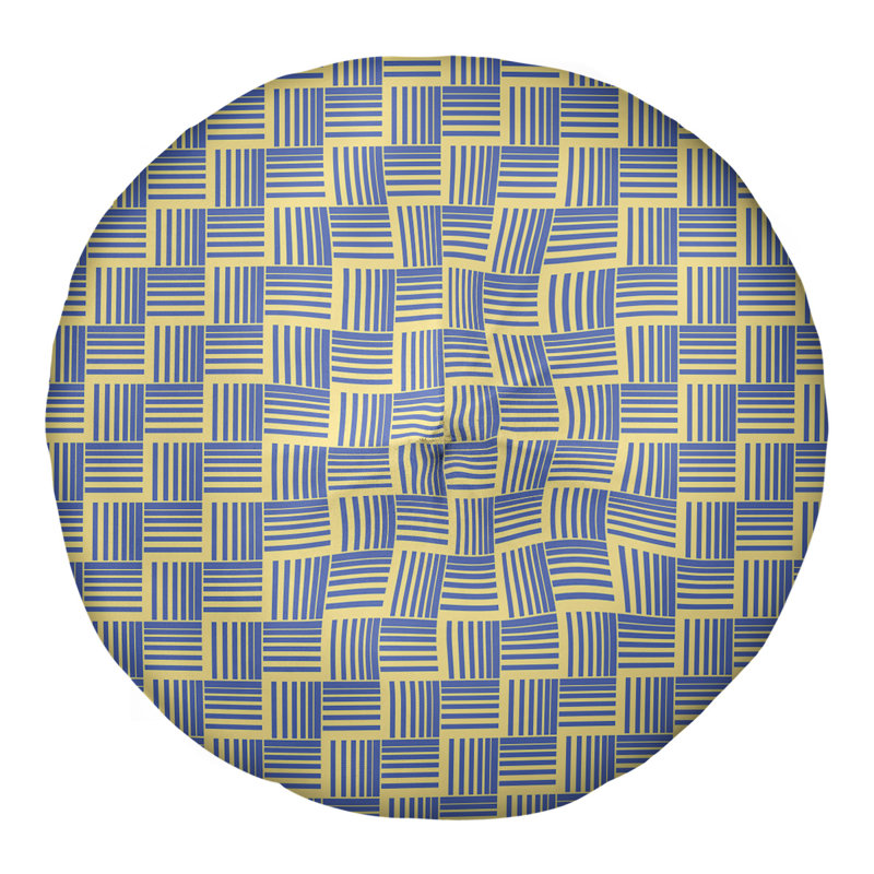 Coussin de sol classique à rayures Baskettressées, 26 po x 26 po, Jaune/bleu