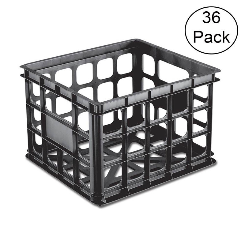 Caisse de rangement noire en plastique Sterilite 16929006