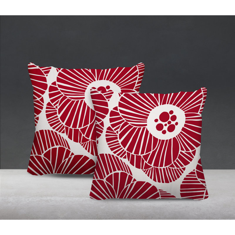 Housse et insert de coussin décoratif intérieur / extérieur en mélange de polyester, L 17 po x H 17 po, Rouge
