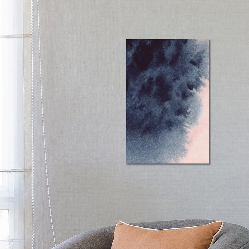Navy & Blush Watercolour - Wrapped Canvas Print, 66.04 cm H x 45.72 cm W x 1.91 cm D