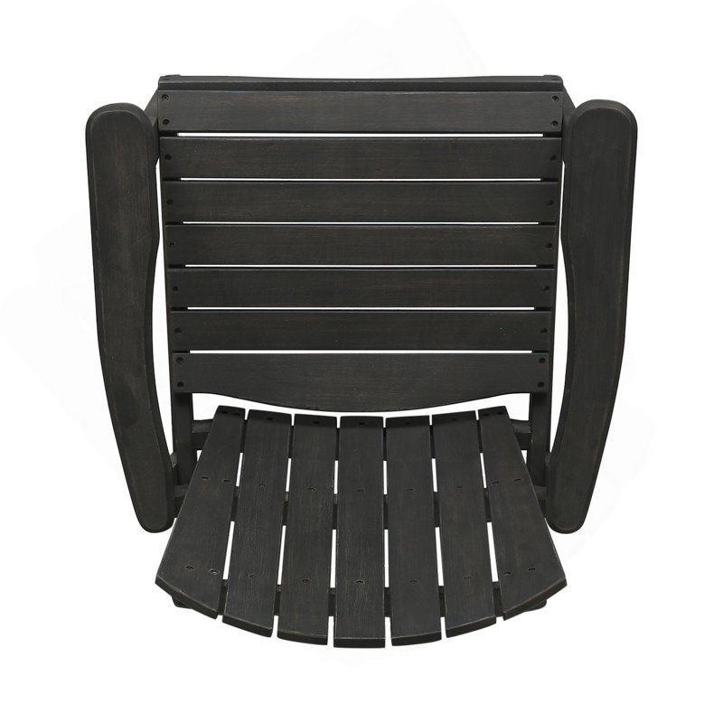 Outdoor Weather Resistant Acacia Wood Adirondack Dining Chairs (Set Of 2), Dark Gray Finish, Dark Gray