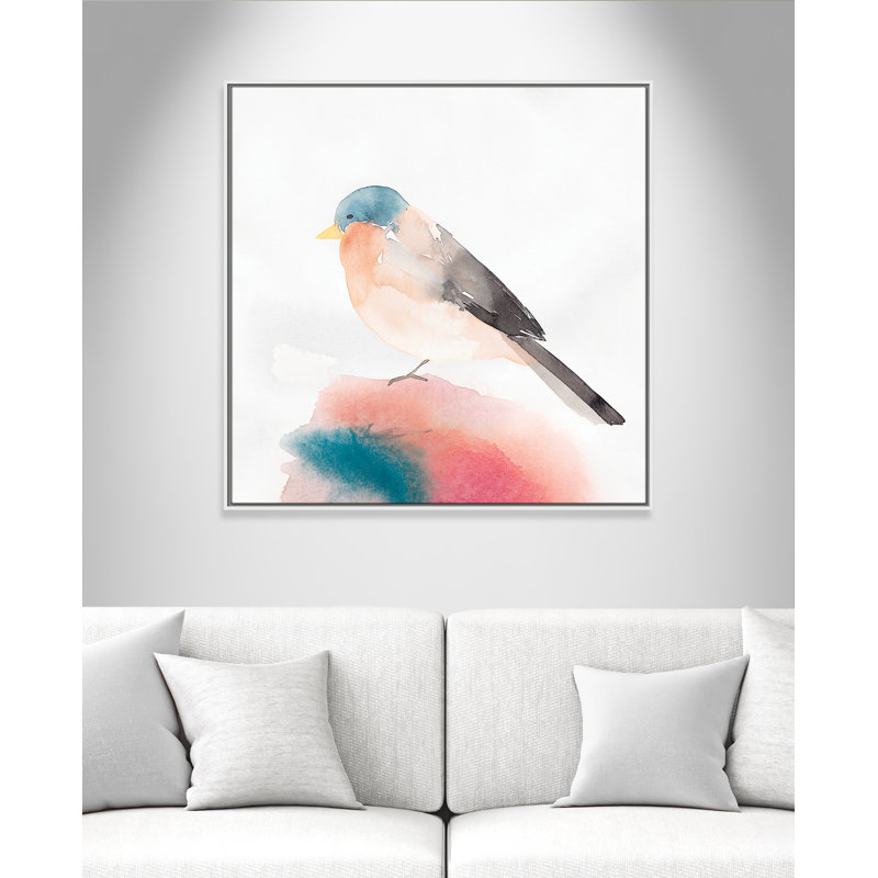 Chickadee II par Casa Fine Arts, Pas de tapis, H 37,5 po x l 37,5 po x P 2 po, Toile blanche encadrée