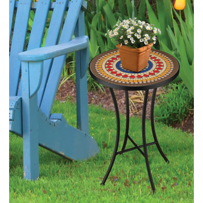 Mosaic Metal and Ceramic Plant Stand