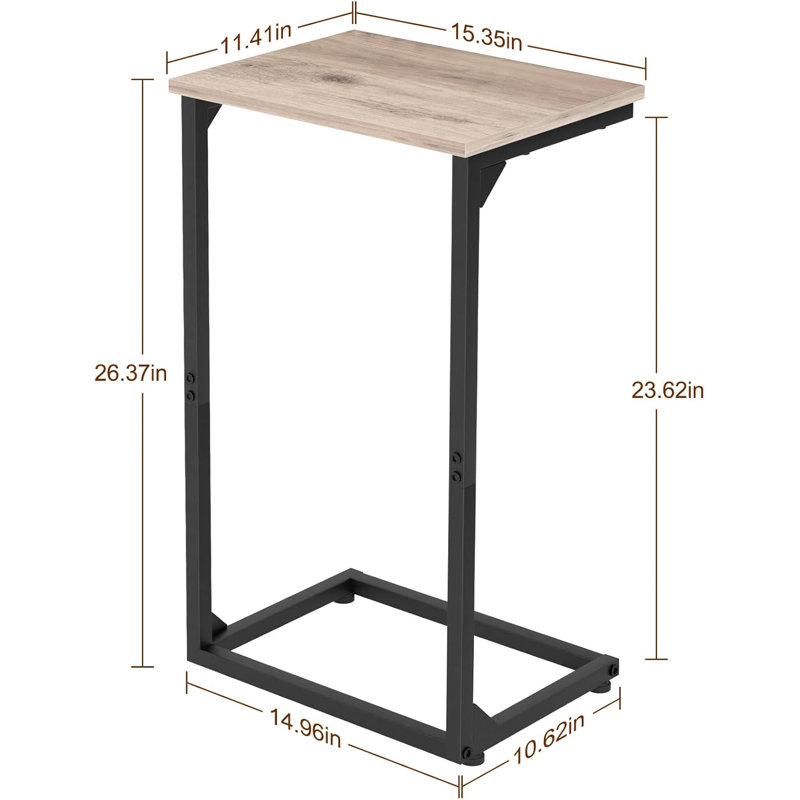 Ensemble de 2 tables de bout en forme de C, tables d'appoint coulissantes sous le canapé, plateaux de télévision pour le salon, la chambre à coucher, les petits espaces, conception robuste et peu encombrante