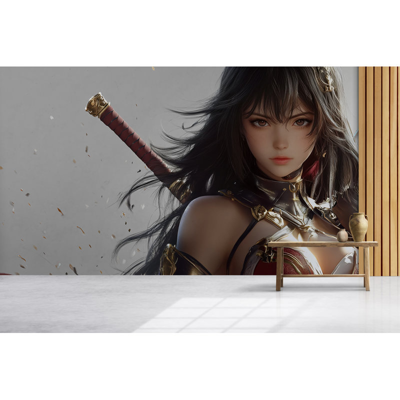 Fierce Samurai Girl, L 144 po x l 100 po, Peler et coller