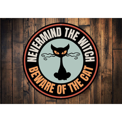 Halloween Cat Aluminum Sign