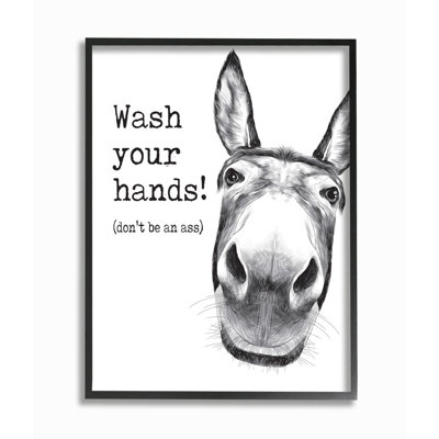 «Wash Your Hands Donkey Quote Bathroom Animal Humor» par Urban Road - impression d'art graphique