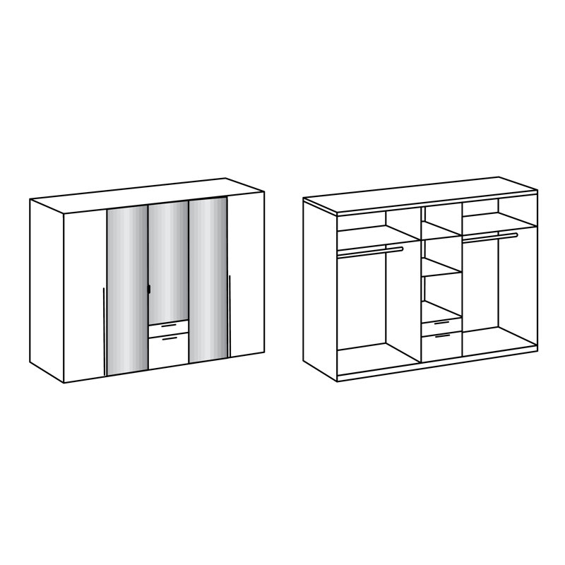 Agdal 5 Door Manufactured Wood Wardrobe, White