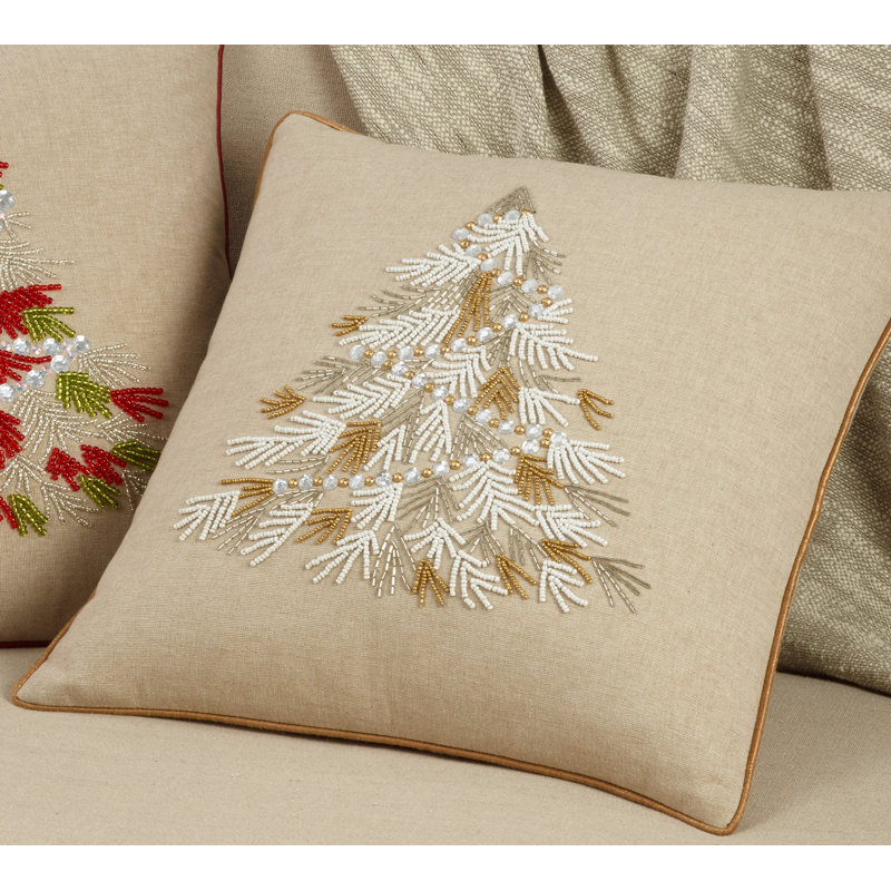 Lumières Collection Sequined Cotton Pillow Cover, Gold