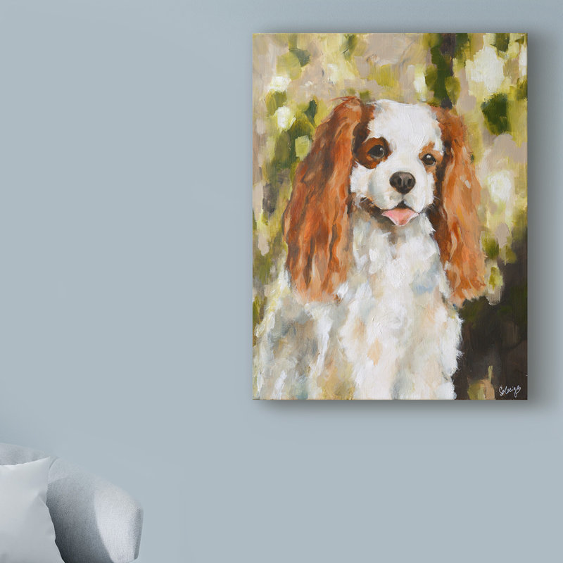 « cavalier king charles abstract », reproduction de peinture à l’acrylique sur toile tendue, H 24 po x l 18 po x P 2 po