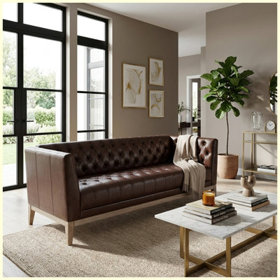 Canapé Chesterfield 79,1 po 3 places en similicuir PU capitonné