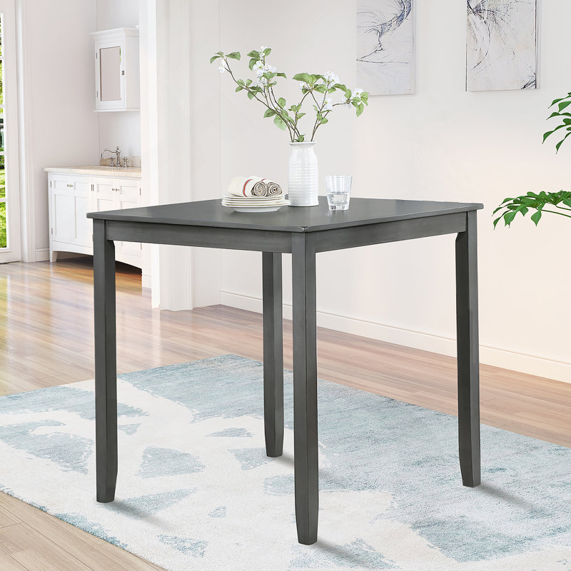 Table de salle à manger en bois carrée, table de cuisine pour petit espace, table de comptoir pour 4 personnes, gris, Only The Table