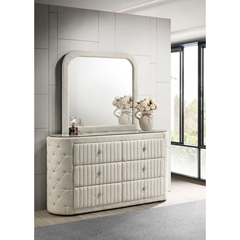 Commode 6 tiroirs avec miroir Ibby