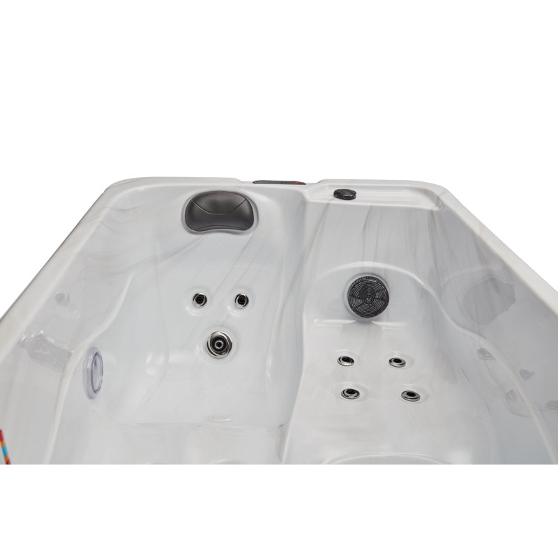 Gray Polyethylene 2-Person Rectangle Hot Tub with Electric Heater