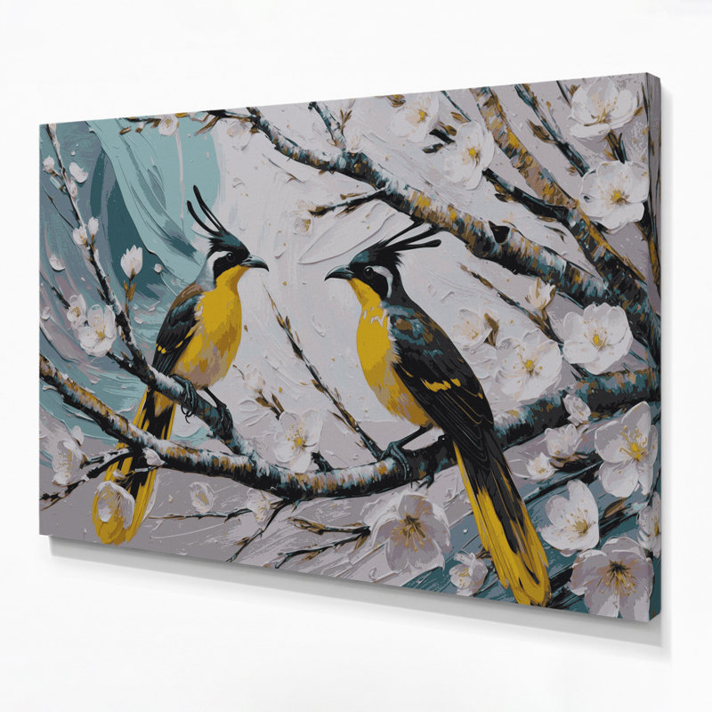 Oiseaux jaunes sur toile Bulbul, H 8 po x l 10 po
