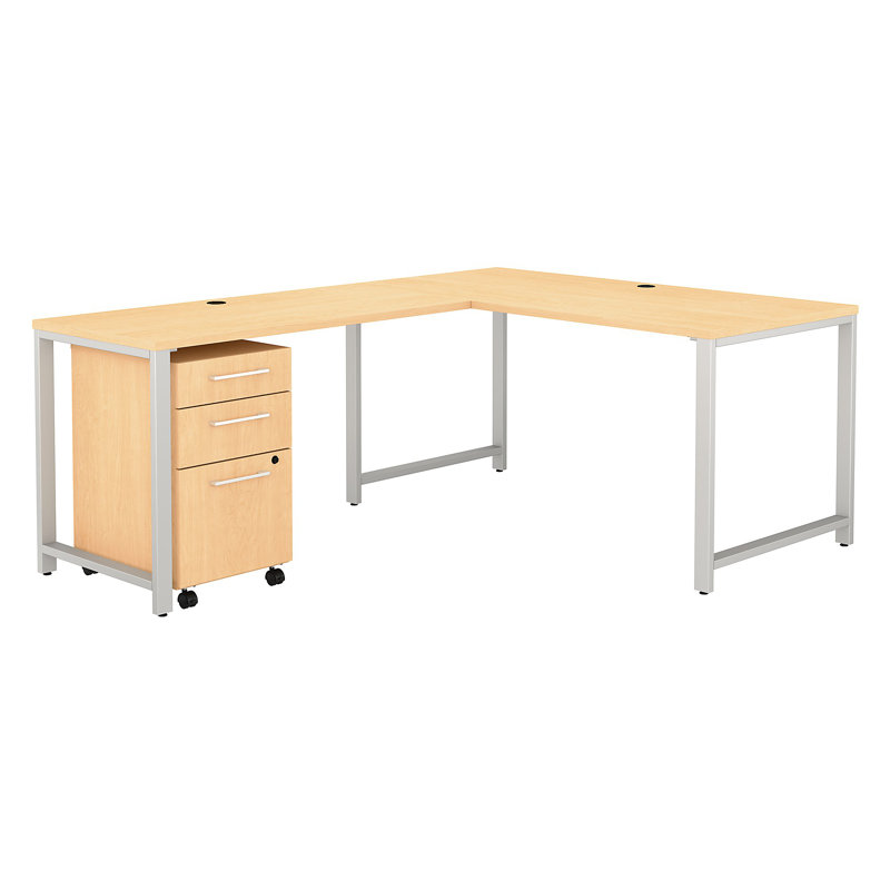 Bureau en forme de l réversible, Chêne Naturel