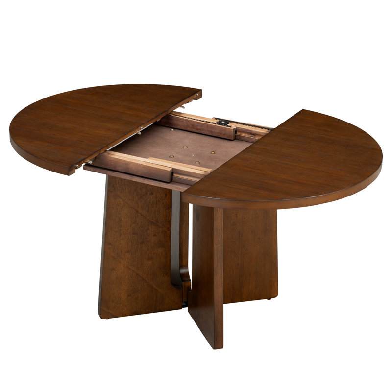 Table de salle à manger ronde en bois massif, Brown