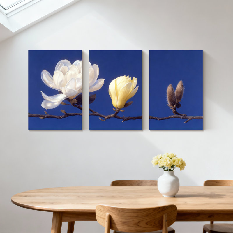 Ensemble de 3 impressions sur toile Magnolia, H 18 po x l 36 po