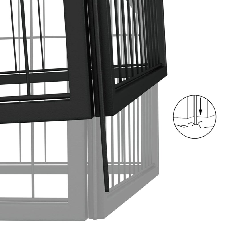 Black Powder-Coated Steel Dog Playpen with Polyethylene Roof